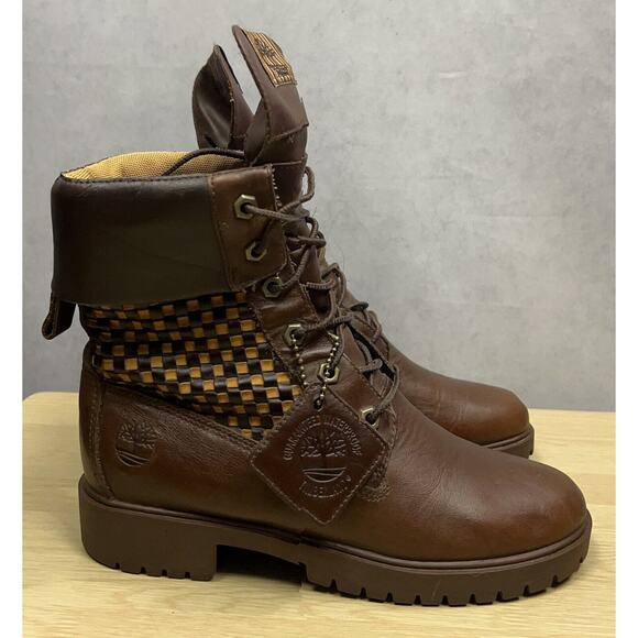 Vintage Timberland Checkers Pattern Women’s Boots Leather Size 6M 173281926 - Picture 2 of 10